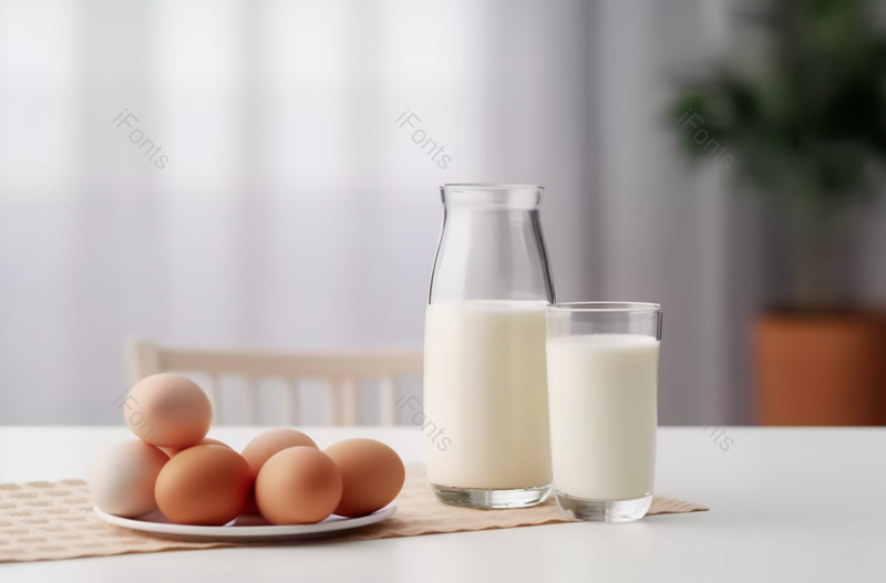 桌子上的牛奶和鸡蛋,高清,摄影图,摄影图片,图片大全,摄影图免费下载